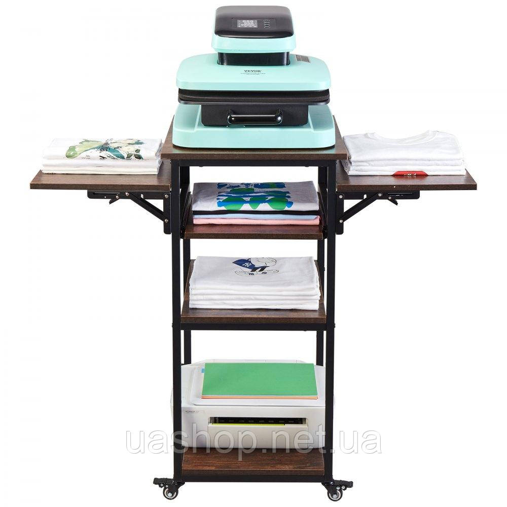Vevor 312854 Зарядна станція Heat Press Table, 4-ярусна підставка для принтера, згортається, коричнева