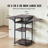 Vevor 312854 Зарядна станція Heat Press Table, 4-ярусна підставка для принтера, згортається, коричнева
