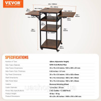 Vevor 312854 Зарядна станція Heat Press Table, 4-ярусна підставка для принтера, згортається, коричнева