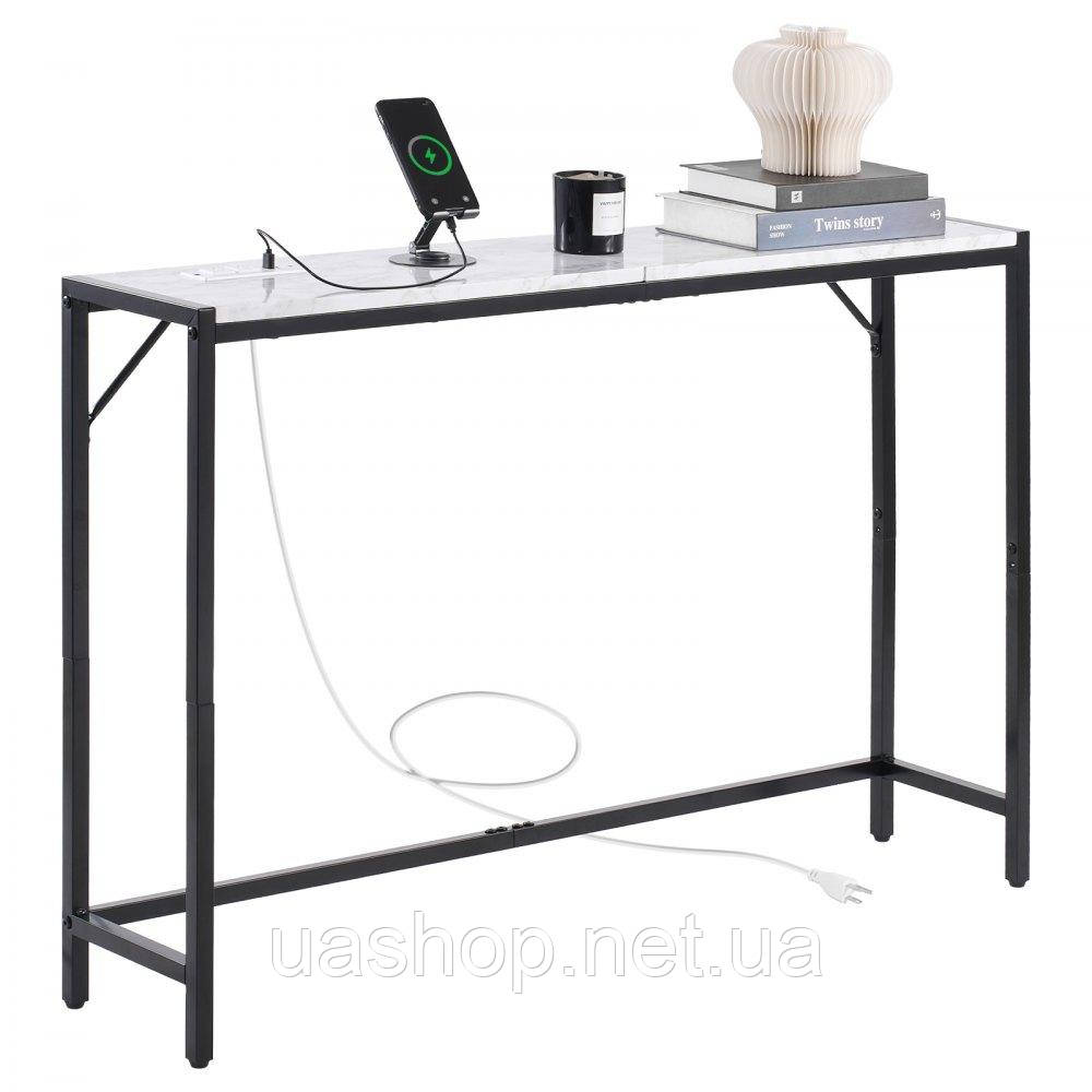 Vevor 314758 Консольний столик Slim, мармуровий, для передпокою, бічний столик з розеткою, сучасний