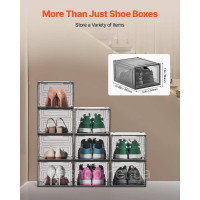Vevor 314769 9 коробок для зберігання взуття, взуттєва коробка для розміру US 13, чорного кольору, штабельована Vevor 314769 9 коробок для зберігання взуття, взуттєва коробка для розміру US 13, чорного кольору, штабельована