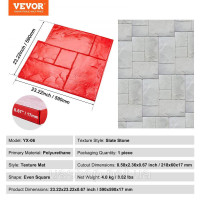 Vevor 315624 Килимок для штампу для бетону, 24 x 24 дюйми, текстура бетону, поліуретановий штамп, килимок з текстурою кам'яної