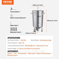 Vevor 312129 Система заварювання пива пристрій для заварювання пива з нержавіючої сталі 30 л пивний ферментер, заварювальний