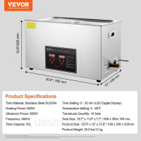 Vevor 313475 Ультразвуковий очищувач Ультразвуковий очищувач з нержавіючої сталі 752 Вт, 30 л Ультразвуковий очищувач з цифровим Vevor 313475 Ультразвуковий очищувач Ультразвуковий очищувач з нержавіючої сталі 752 Вт, 30 л Ультразвуковий очищувач з цифровим