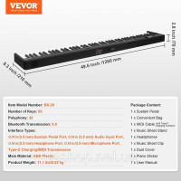 VEVOR 88 Keys Цифрове піаніно Електропіаніно Складне піаніно Bluetooth MIDI Чорне 305244 VEVOR 88 Keys Цифрове піаніно Електропіаніно Складне піаніно Bluetooth MIDI Чорне 305244