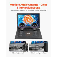 Vevor 316353 Портативний DVD-програвач з обертовим HD-екраном 396 мм, час відтворення 4,5-5 годин