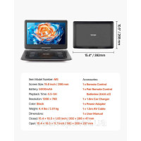 Vevor 316353 Портативний DVD-програвач з обертовим HD-екраном 396 мм, час відтворення 4,5-5 годин