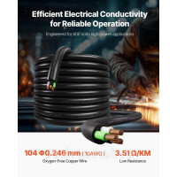 Vevor 316449 Електричний кабель 30,48 м 10AWG, силовий кабель, мідний подовжувач, дріт 600 В Vevor 316449 Електричний кабель 30,48 м 10AWG, силовий кабель, мідний подовжувач, дріт 600 В