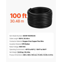 Vevor 316449 Електричний кабель 30,48 м 10AWG, силовий кабель, мідний подовжувач, дріт 600 В Vevor 316449 Електричний кабель 30,48 м 10AWG, силовий кабель, мідний подовжувач, дріт 600 В