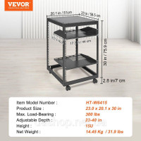 Vevor 316489 Серверна стійка 15U з відкритою рамою, регульована глибина 58,5-101,6 см/23-40 дюймів, окремостояча або настінна