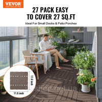 Vevor 315923 Плитка для тераси 27x Click Tiles Балконна плитка 295x295 мм темно-коричнева