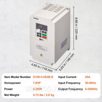 Vevor 316555 Частотний перетворювач 7.5HP 1/3 Phase 220V to 3 Phase AC 0-220V