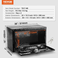 Vevor 310807 Підкузовний ящик для інструментів вантажний ящик для інструментів ящик причіпний 914x356x406 мм Vevor 310807 Підкузовний ящик для інструментів вантажний ящик для інструментів ящик причіпний 914x356x406 мм