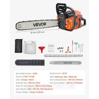 Vevor 318144 Бензинова бензопила 52cc 2.4HP 455 мм 11800 об/хв Різка деревини Vevor 318144 Бензинова бензопила 52cc 2.4HP 455 мм 11800 об/хв Різка деревини