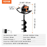 Vevor 318194 Свердло для свердління Свердло для отворів для свердління 43CC Свердло для свай Свердло для свердління Ø200x800 мм Vevor 318194 Свердло для свердління Свердло для отворів для свердління 43CC Свердло для свай Свердло для свердління Ø200x800 мм
