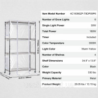 Vevor 317108 Підставка для рослин полиця для рослин 6xgrow lights 4 рівні 180W 90x35x150cm Vevor 317108 Підставка для рослин полиця для рослин 6xgrow lights 4 рівні 180W 90x35x150cm