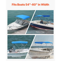 Vevor 310964 Тент Bimini Top для човна, сонцезахисний козирок, синій, 3 луки, 137-152 см