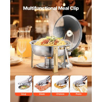 Vevor 311713 Chafing Dish Set Буфет Марміт 4,7 л Золота скляна кришка Round Party Vevor 311713 Chafing Dish Set Буфет Марміт 4,7 л Золота скляна кришка Round Party
