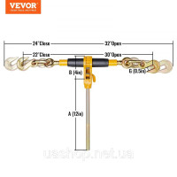 Vevor 313963 Натягувач з храповим механізмом для кріпильного ланцюга 0,8-0,9 см, вантажопідйомність 3220 кг, 4 шт., з Vevor 313963 Натягувач з храповим механізмом для кріпильного ланцюга 0,8-0,9 см, вантажопідйомність 3220 кг, 4 шт., з