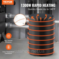 Vevor 311050 Нагрівач для барабана 208L 1300 Вт -17,78-62,78°C Регульований незалежний термостат Vevor 311050 Нагрівач для барабана 208L 1300 Вт -17,78-62,78°C Регульований незалежний термостат
