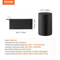 Vevor 311050 Нагрівач для барабана 208L 1300 Вт -17,78-62,78°C Регульований незалежний термостат Vevor 311050 Нагрівач для барабана 208L 1300 Вт -17,78-62,78°C Регульований незалежний термостат
