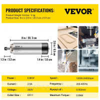 Vevor 314584 шпиндельний двигун з ЧПУ шпиндельний двигун з повітряним охолодженням 0,8 кВт, шпиндельний двигун з повітряним