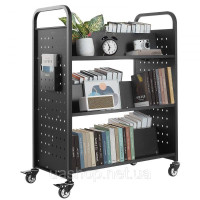 Vevor 314365 Візок для книг, бібліотечний візок, візок для розпродажу, 150 кг, 970x515x1225 мм, чорний
