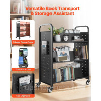 Vevor 314365 Візок для книг, бібліотечний візок, візок для розпродажу, 150 кг, 970x515x1225 мм, чорний Vevor 314365 Візок для книг, бібліотечний візок, візок для розпродажу, 150 кг, 970x515x1225 мм, чорний