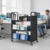 Vevor 314365 Візок для книг, бібліотечний візок, візок для розпродажу, 150 кг, 970x515x1225 мм, чорний Vevor 314365 Візок для книг, бібліотечний візок, візок для розпродажу, 150 кг, 970x515x1225 мм, чорний