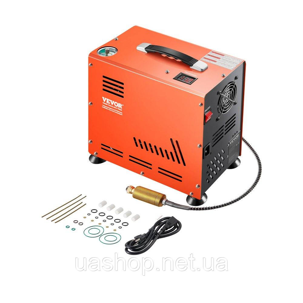 Vevor 313873 Повітряний компресор PCP, двоциліндровий компресор PCP для пневматичної гвинтівки потужністю 800 Вт, 310 бар/30 МПа з