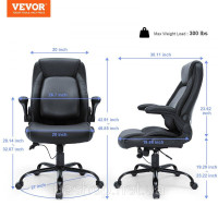 Vevor 314993 Офісне крісло Стілець для керівника зі шкіри PU чорний з регулюванням висоти 0-100 мм, настільний поворотний стілець, Vevor 314993 Офісне крісло Стілець для керівника зі шкіри PU чорний з регулюванням висоти 0-100 мм, настільний поворотний стілець,