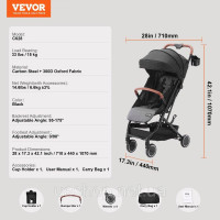 Vevor 313287 Коляска, з регульованою на 95°-175° спинкою, регульованою на 0/90° підніжкою та функцією складання одним натисканням Vevor 313287 Коляска, з регульованою на 95°-175° спинкою, регульованою на 0/90° підніжкою та функцією складання одним натисканням