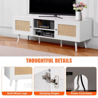 Vevor 315045 Тумба під ТВ ротанг 165см TV boho Тумба під ТВ Тумба під ТВ дуб білий