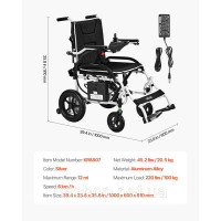 Vevor 313311 Електричний інвалідний візок E-Wheelchair 100 кг, складний, 19 км