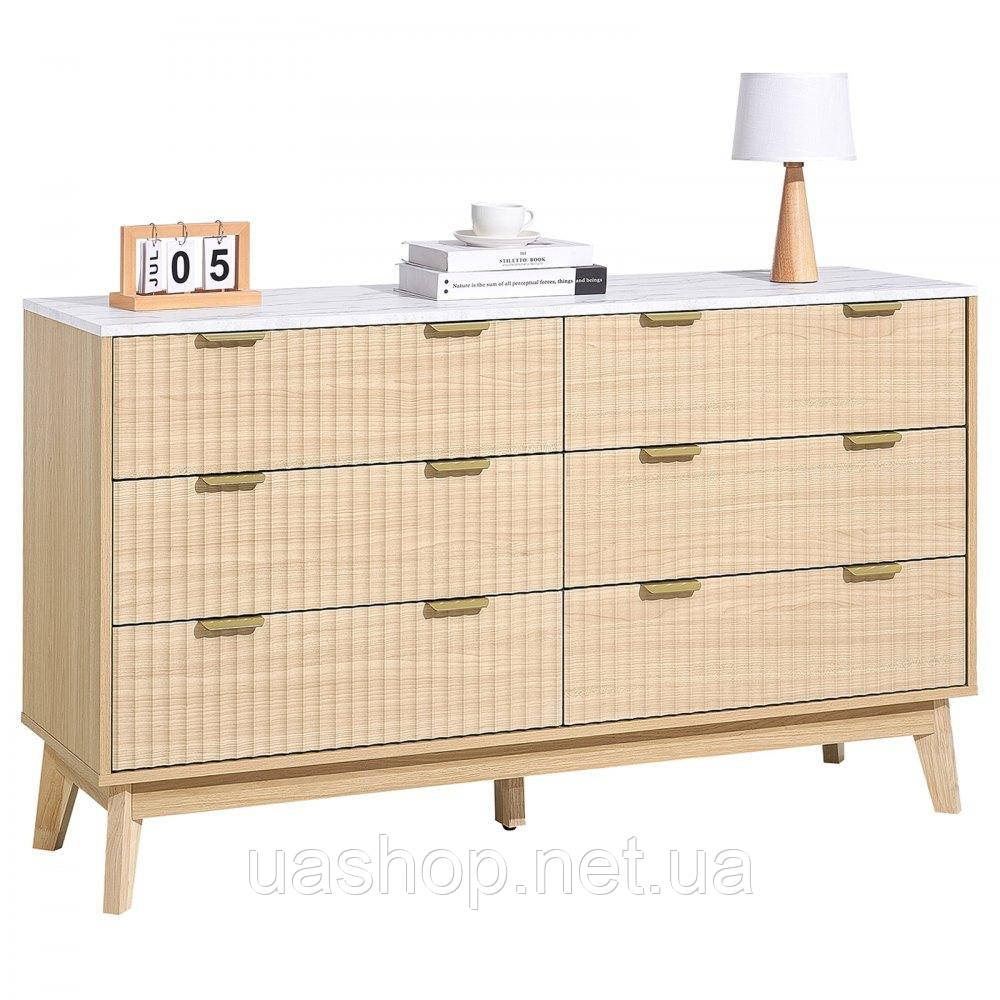 Vevor 315144 Комод з 6 шухлядами з рифленими шухлядами, шафа з шухлядами, 399x1372x813 мм