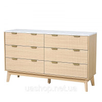 Vevor 315144 Комод з 6 шухлядами з рифленими шухлядами, шафа з шухлядами, 399x1372x813 мм Vevor 315144 Комод з 6 шухлядами з рифленими шухлядами, шафа з шухлядами, 399x1372x813 мм