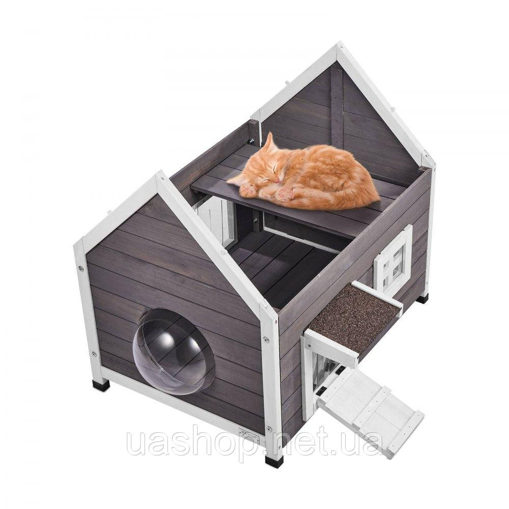 Vevor 313696 Котячий будиночок Котяча печера Котяча хатинка Дерев'яна зовнішня асфальтова покрівля 560x770x670 мм