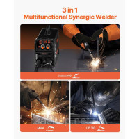 Vevor 314469 MIG Welder 130A Welder 5.1KVA 3-in-1 Зварювальний апарат MIG/MMA/LiftTIG Vevor 314469 MIG Welder 130A Welder 5.1KVA 3-in-1 Зварювальний апарат MIG/MMA/LiftTIG