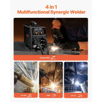 Vevor 314471 MIG Зварювальний апарат 200A 4-в-1 Зварювальний апарат Газова MIG/Flux Core MIG/Stick/Lift TIG Vevor 314471 MIG Зварювальний апарат 200A 4-в-1 Зварювальний апарат Газова MIG/Flux Core MIG/Stick/Lift TIG