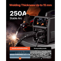 Vevor 314474 5-в-1 Зварювальний апарат MIG TIG 250A Welder Welder 8.2KVA Pluse synergic Vevor 314474 5-в-1 Зварювальний апарат MIG TIG 250A Welder Welder 8.2KVA Pluse synergic