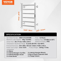 Vevor 315455 Рушникосушка рушникосушка настінна рушникотримач 6 прутків срібло Vevor 315455 Рушникосушка рушникосушка настінна рушникотримач 6 прутків срібло