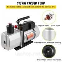 Vevor 316643 8CFM Двоступеневий вакуумний насос Насос негативного тиску 0,3 Па 3/4HP HVAC Кондиціонер Vevor 316643 8CFM Двоступеневий вакуумний насос Насос негативного тиску 0,3 Па 3/4HP HVAC Кондиціонер