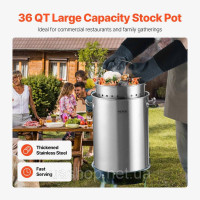 Vevor 311729 Соусник Stockpot 34 л з нержавіючої сталі, кришка для кошика для приготування соусу Vevor 311729 Соусник Stockpot 34 л з нержавіючої сталі, кришка для кошика для приготування соусу
