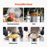 Vevor 311729 Соусник Stockpot 34 л з нержавіючої сталі, кришка для кошика для приготування соусу Vevor 311729 Соусник Stockpot 34 л з нержавіючої сталі, кришка для кошика для приготування соусу
