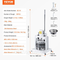 Vevor 312234 Ручний тістоділитель 18 шт. Ручний прес Тісторізка Хлібопічка 60-280 г Vevor 312234 Ручний тістоділитель 18 шт. Ручний прес Тісторізка Хлібопічка 60-280 г