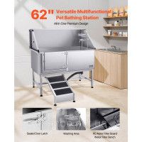 Vevor 313614 Ванна для грумінгу собак з пандусом, фільтруючою пластиною для води, лівими дверима, 1500x700x1495 мм