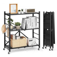 Vevor 314267 3-ярусна складна полиця, важка складна полиця, 33x76x91 см, чорна Vevor 314267 3-ярусна складна полиця, важка складна полиця, 33x76x91 см, чорна