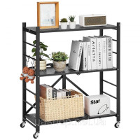 Vevor 314267 3-ярусна складна полиця, важка складна полиця, 33x76x91 см, чорна Vevor 314267 3-ярусна складна полиця, важка складна полиця, 33x76x91 см, чорна