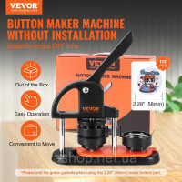 Vevor 312778 Машина для виготовлення кнопок для бейджів 58 мм 100 шт. Прес для бейджів, прес для кнопок, машина для виготовлення Vevor 312778 Машина для виготовлення кнопок для бейджів 58 мм 100 шт. Прес для бейджів, прес для кнопок, машина для виготовлення