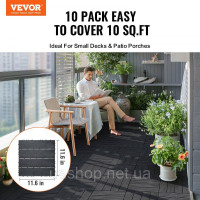 Vevor 315924 10x терасна плитка click tiles балконна плитка 30x30см темно-сіра